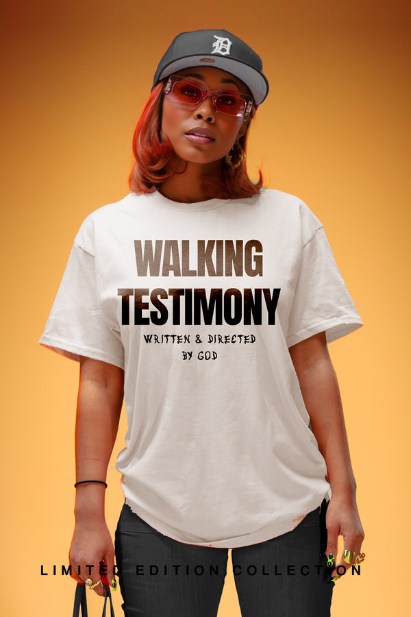Walking Testimony v2 Tee (Natural/Black) - God Is Dope