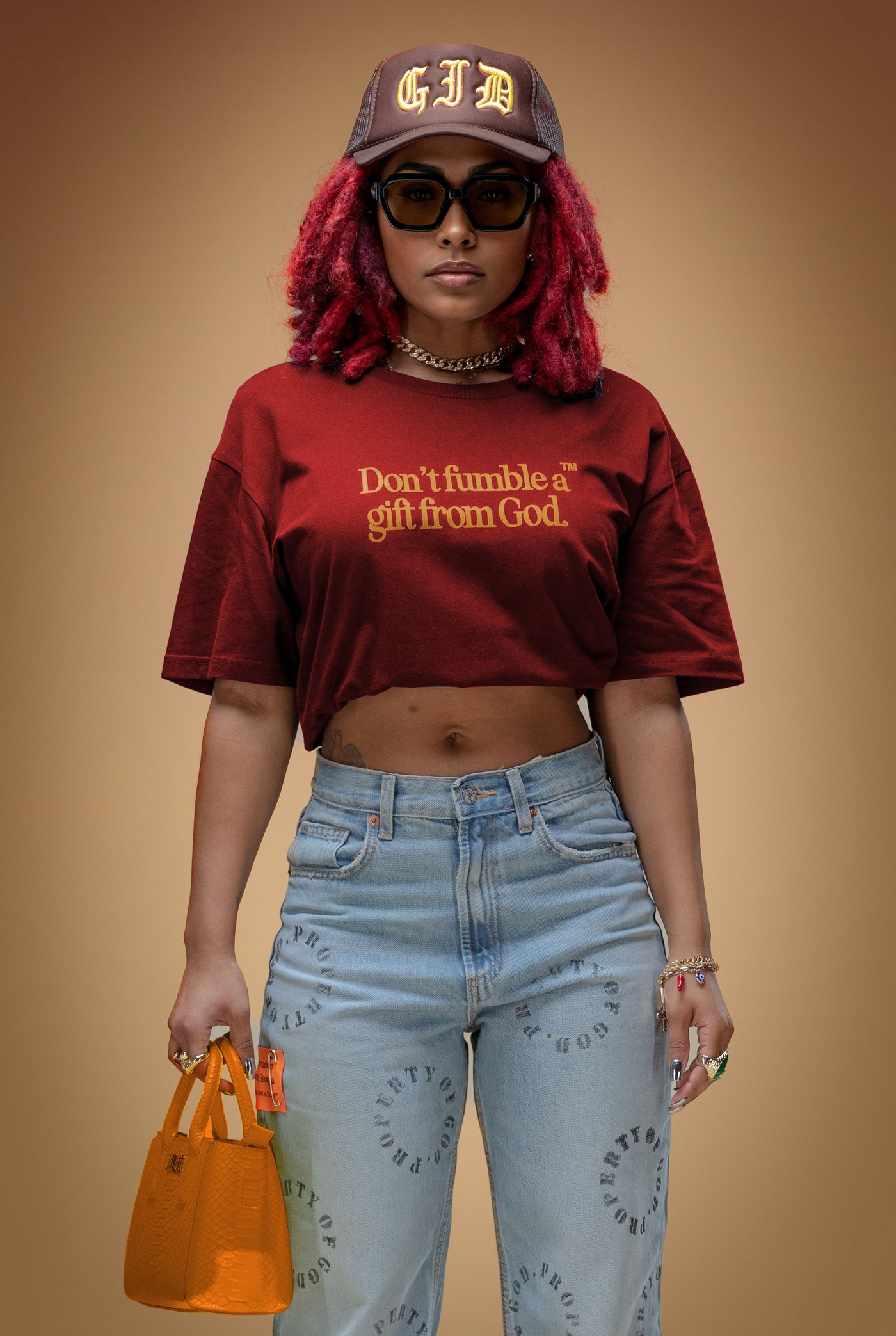 Don't Fumble A Gift From God Tee (Wine/Mustard)