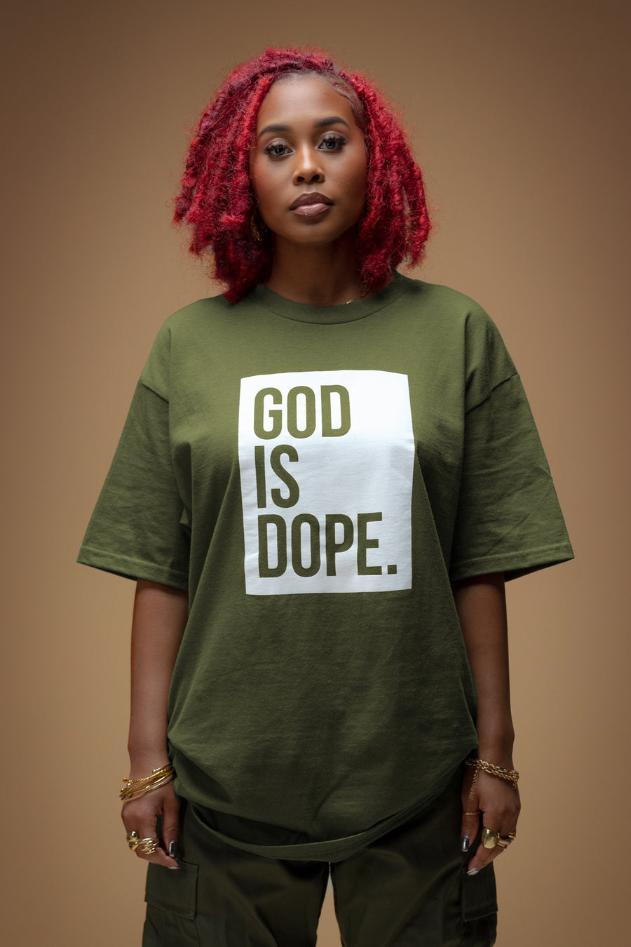 Classic Box Logo Tee (Military/White)