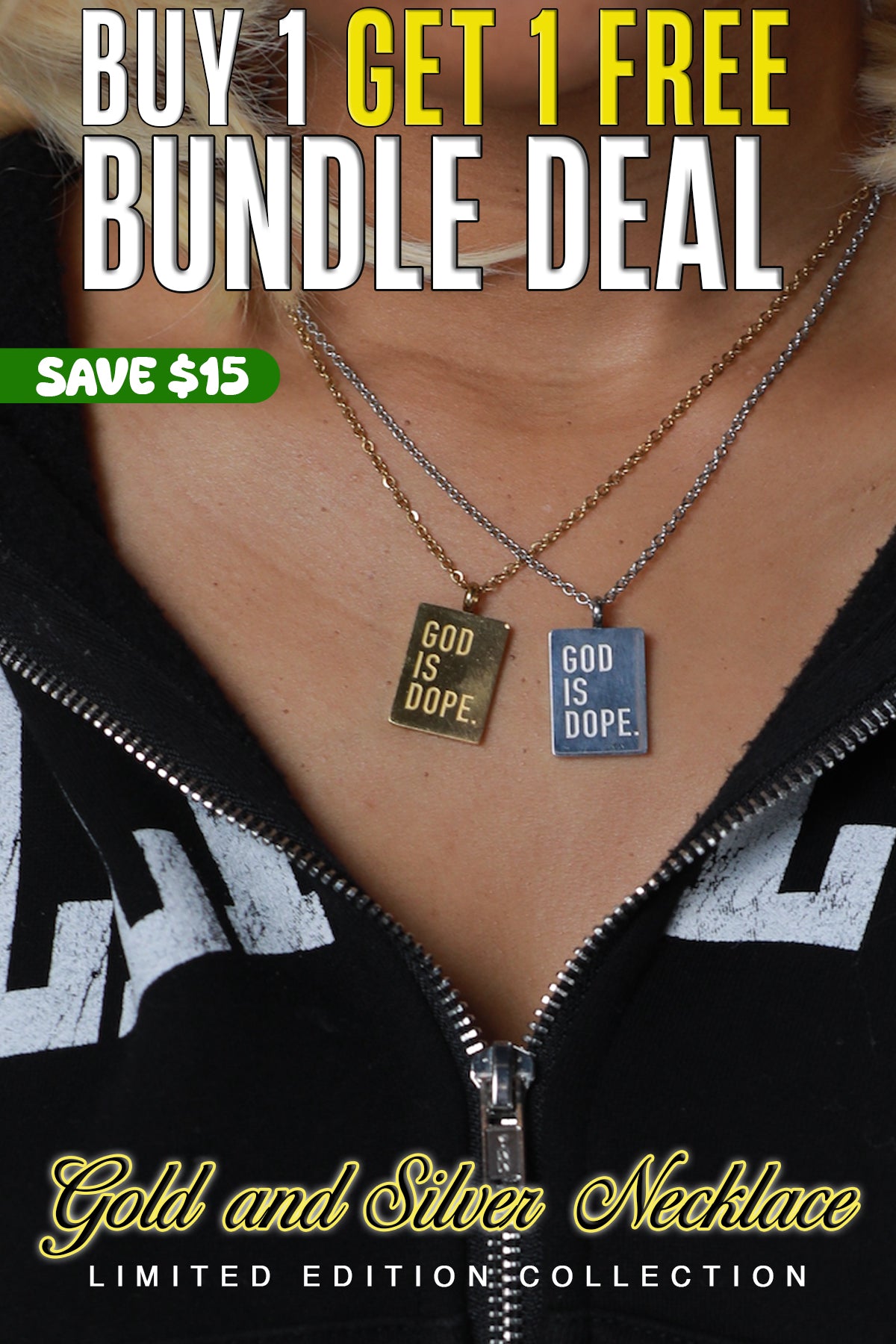 Silver + Gold Plated "Box Logo" Necklace Bundle (2 Per)