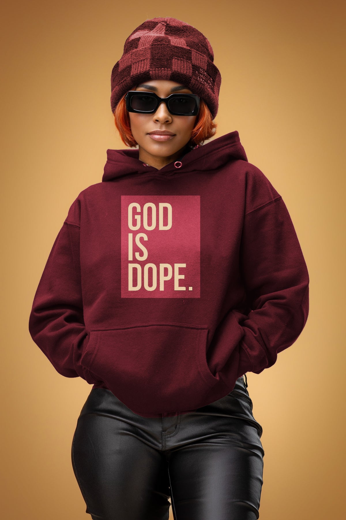 Classic Box Logo Lightweight Hoodie (Maroon/Maroon/Natural)