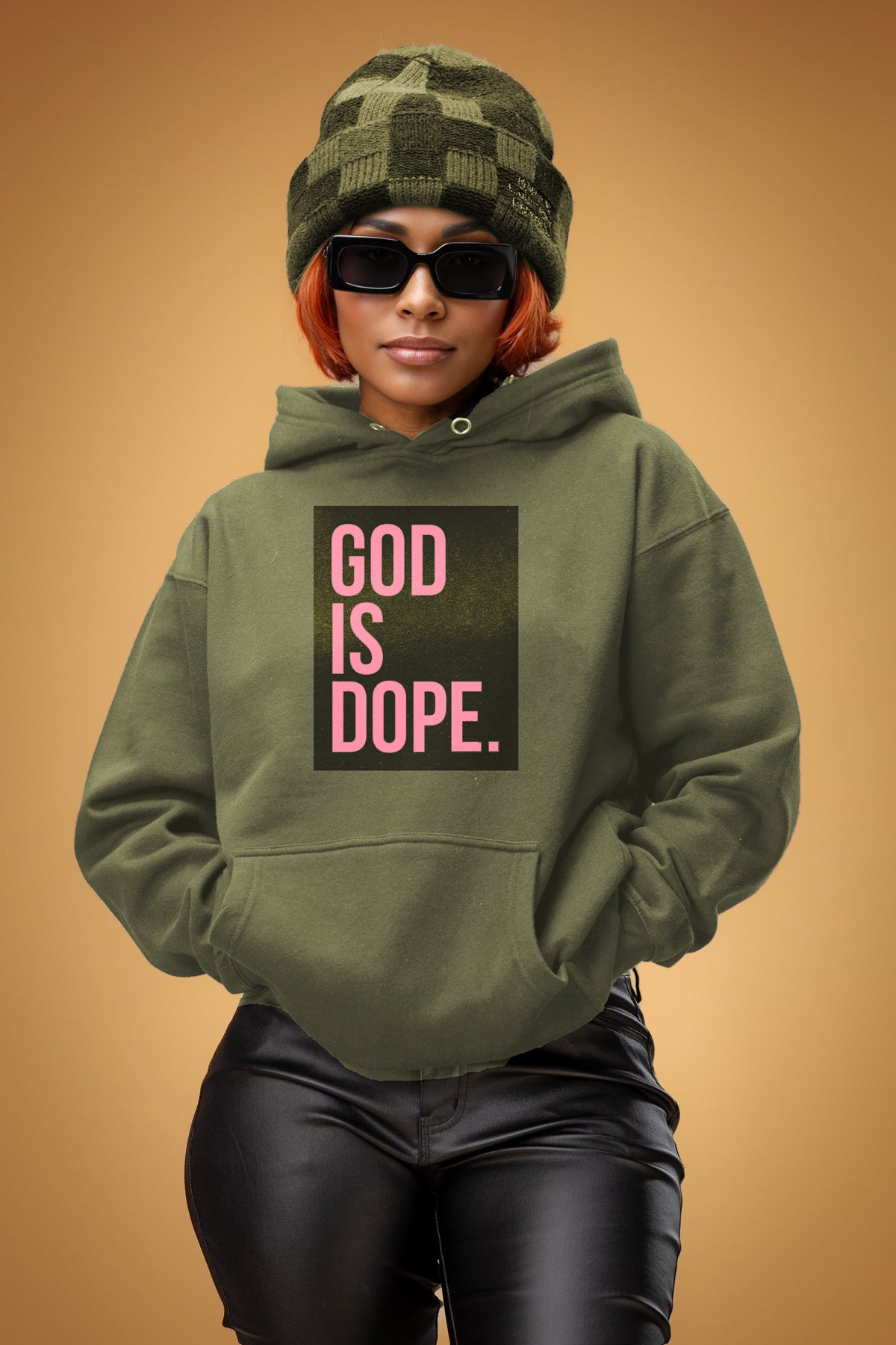 Classic Box Logo Lightweight Hoodie (Military Green/Green/Pink)