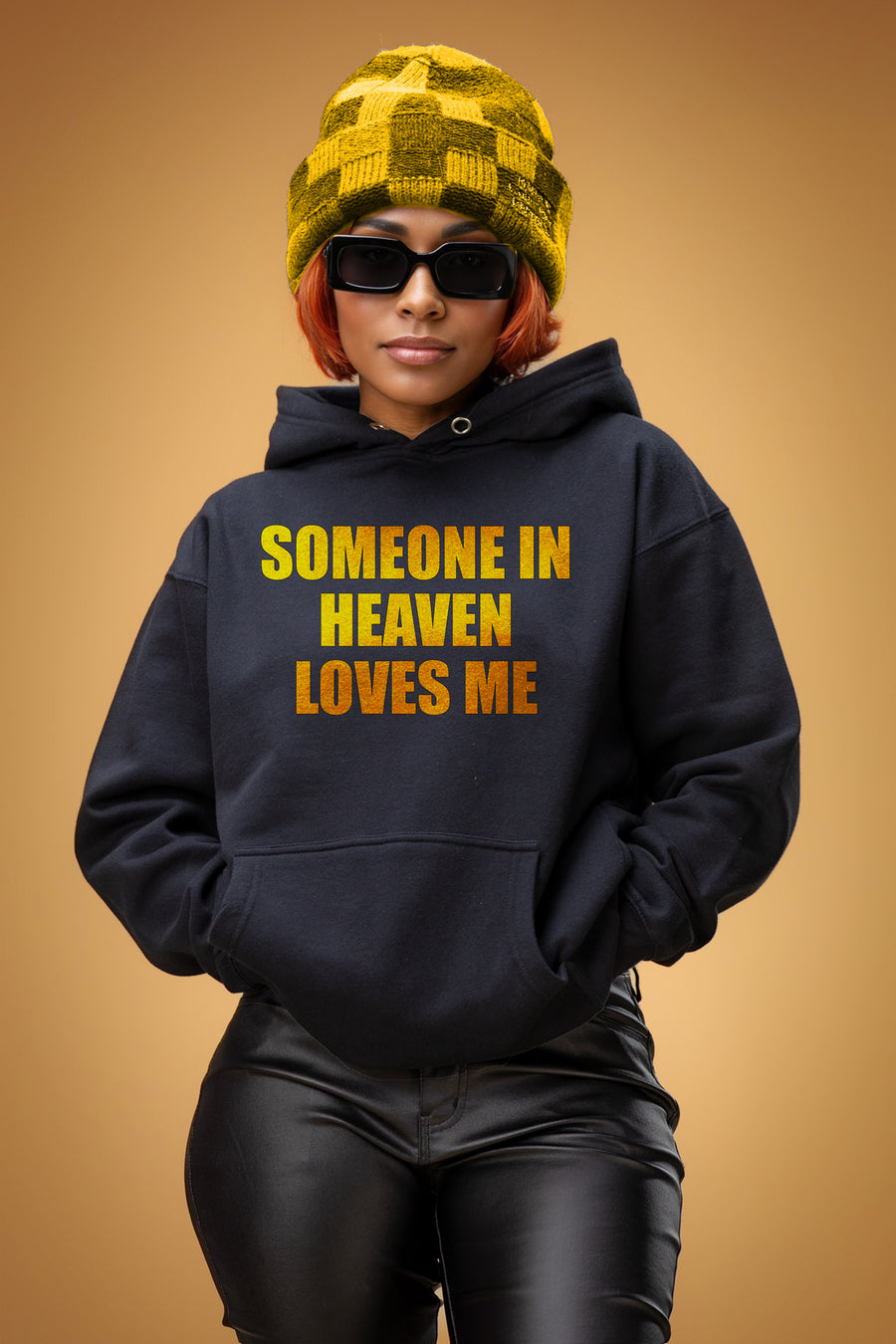 Someone In Heaven Lightweight Hoodie (Black/Yellow/Orange)