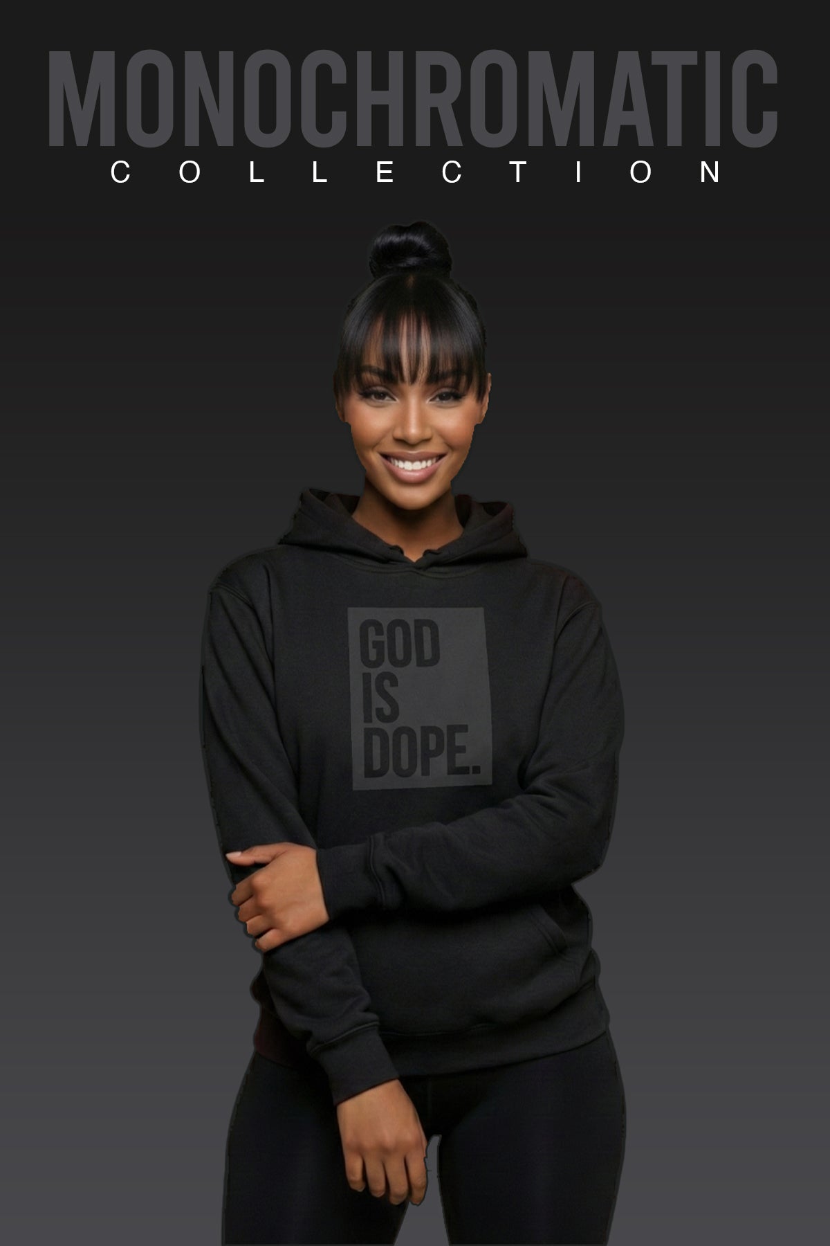 Classic God is Dope Box Logo Hoodie (Monochromatic Black)