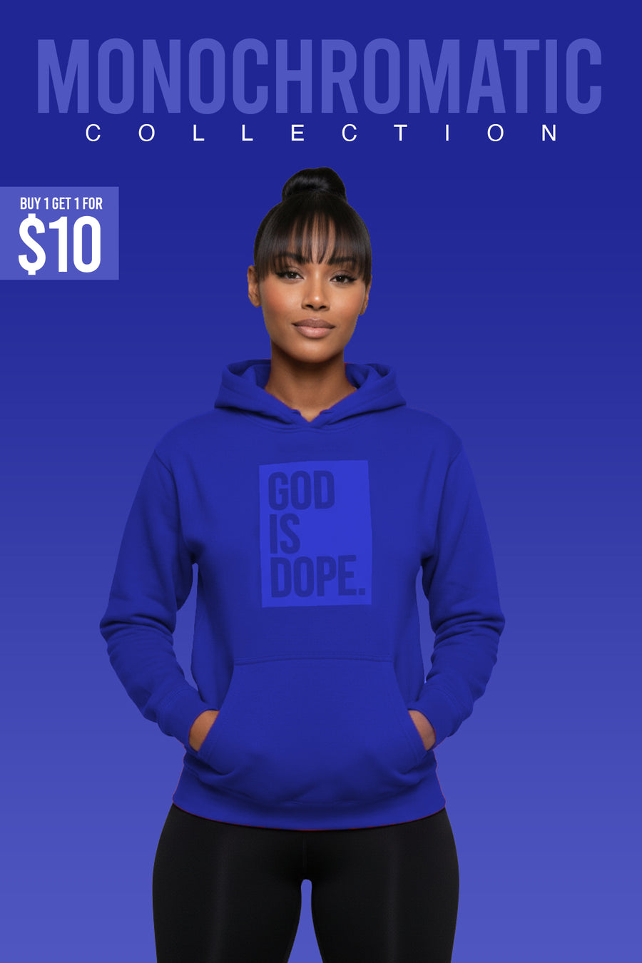 Classic God is Dope Box Logo Hoodie (Monochromatic Royal)