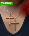 Vintage Pendant Cross Necklace Bundle (Gold + Silver)