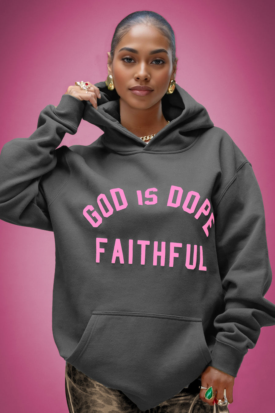 Faithful Lightweight Hoodie Charcoal/Bubble Gum