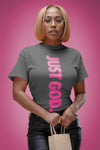 Just God Tee (Charcoal/Bubble Gum)