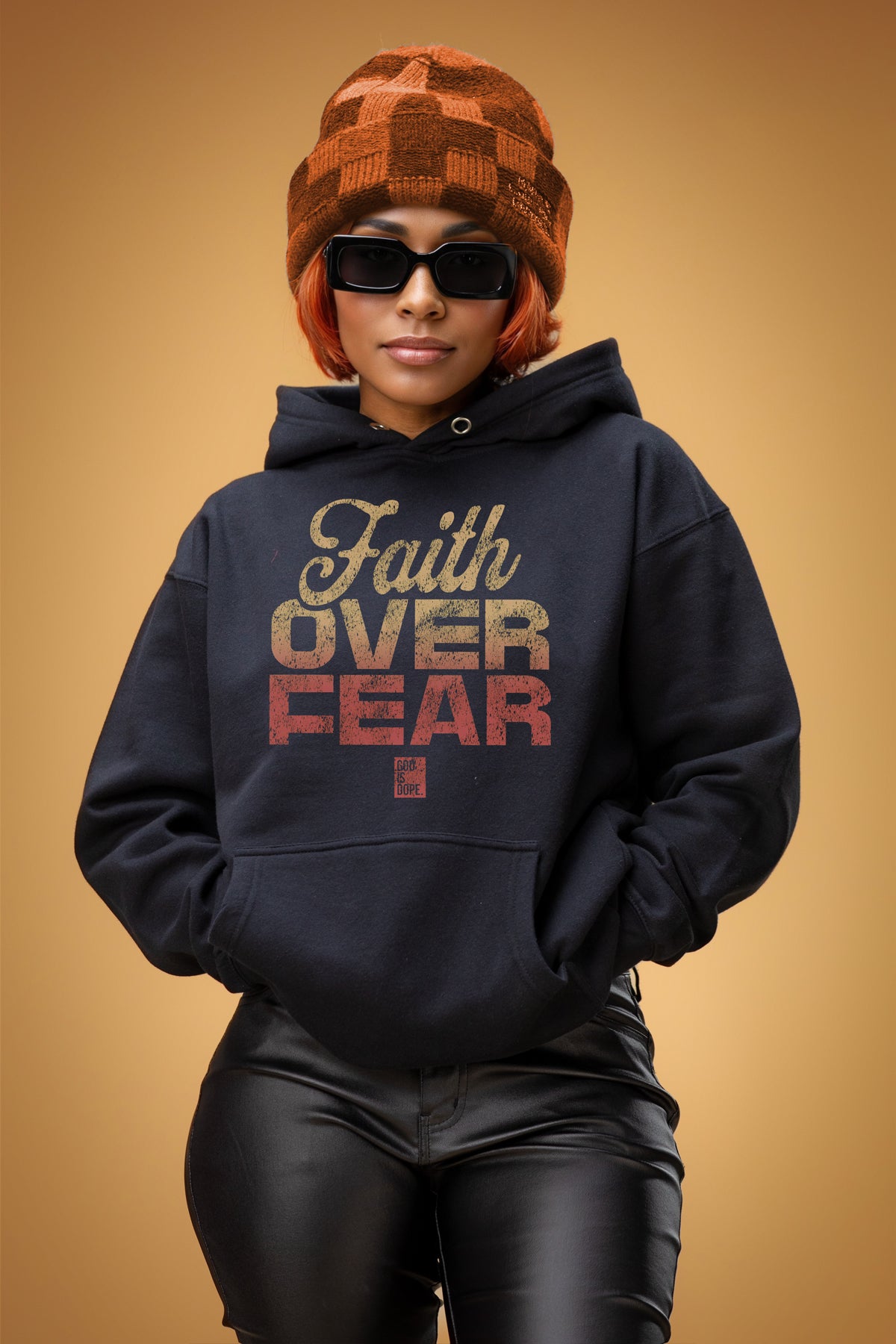 Faith Over Fear Lightweight Hoodie Black/Yellow/Orange
