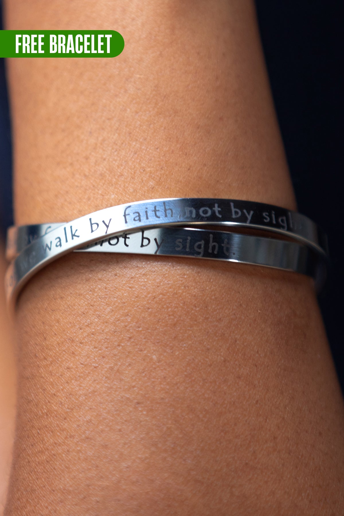 Stainless Steel "Walk By Faith" Cuff Bracelet (1 Per)