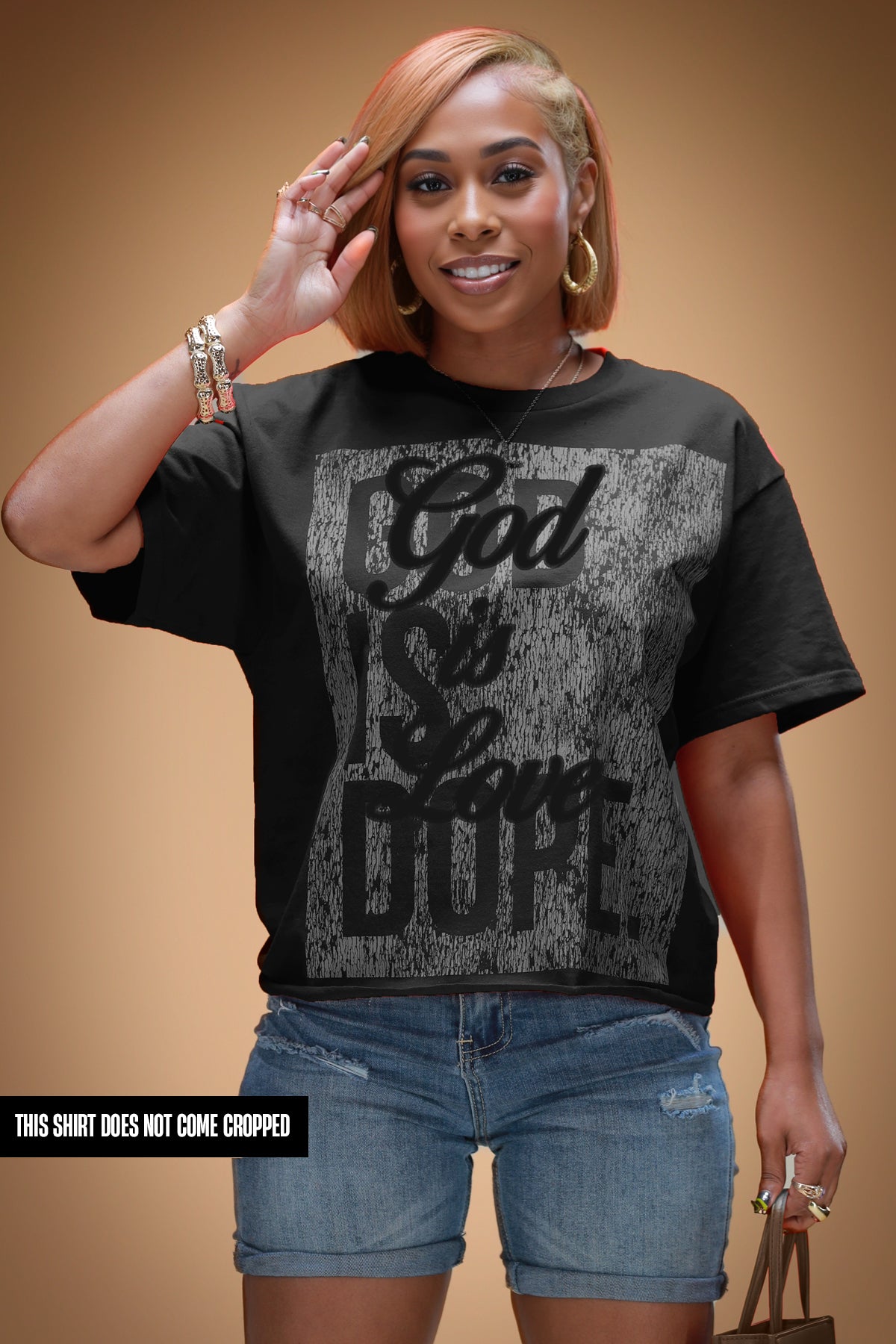 OVERSIZED BOX LOGO | GOD IS LOVE OVERLAY TEE (BLACK/NOIR)
