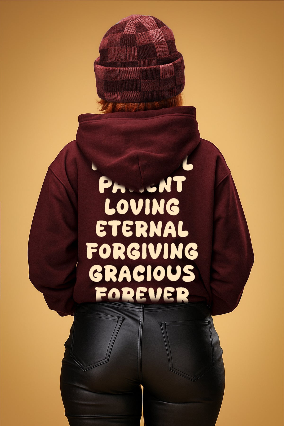 "God Is" Lightweight Hoodie Wine/Natural