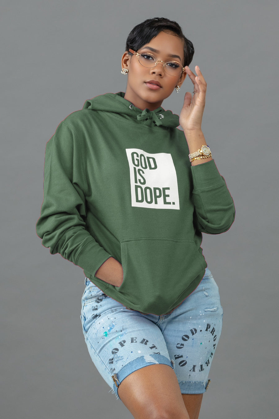 Box Logo Hoodie (Military Green/White)