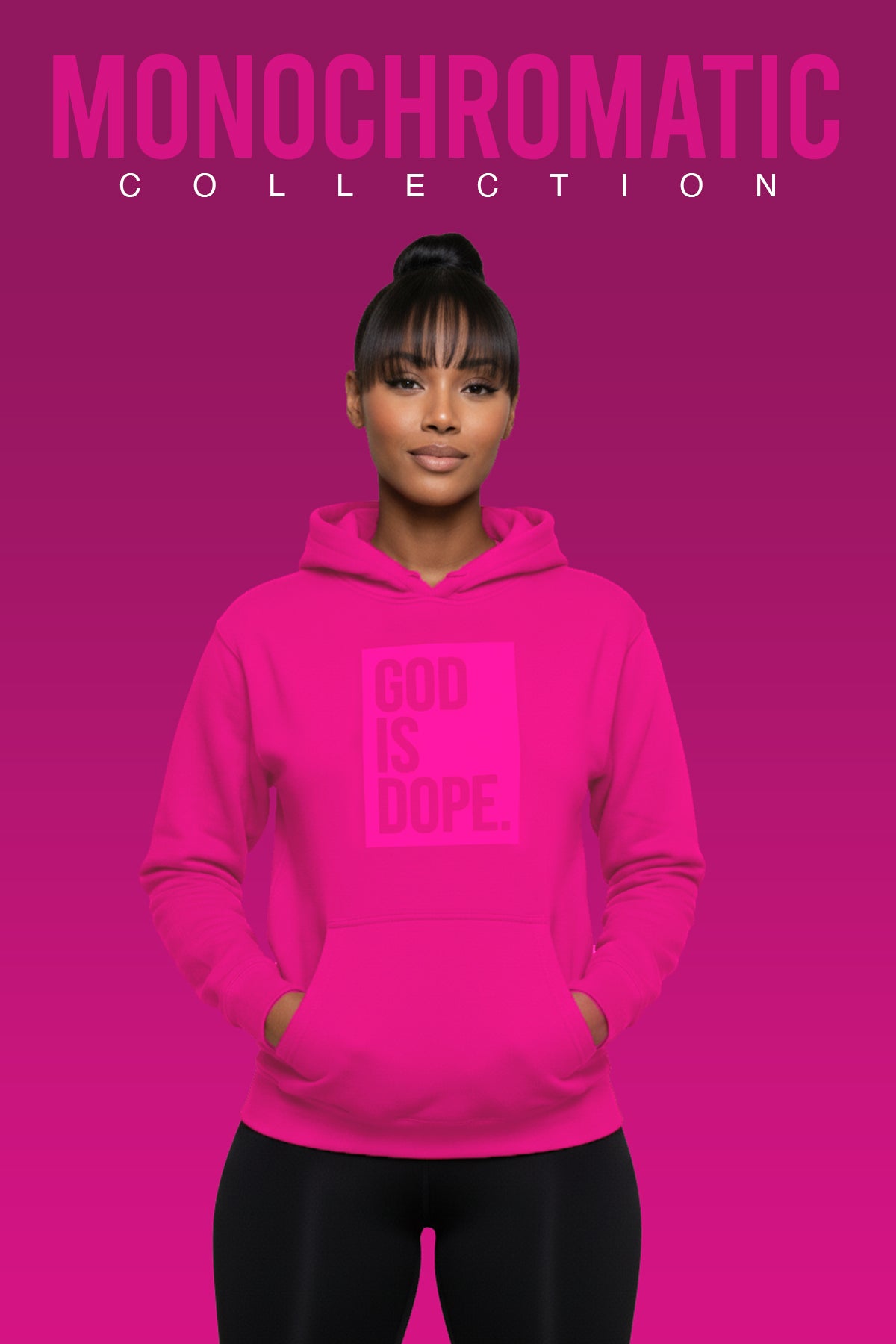 Classic God is Dope Box Logo Hoodie (Monochromatic Heliconia)