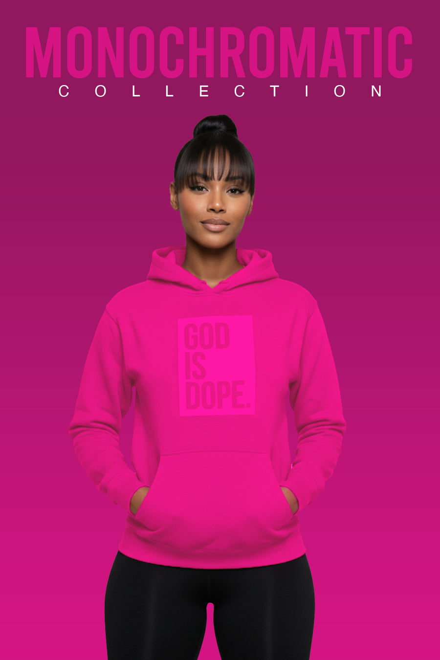 Classic God is Dope Box Logo Hoodie (Monochromatic Heliconia)