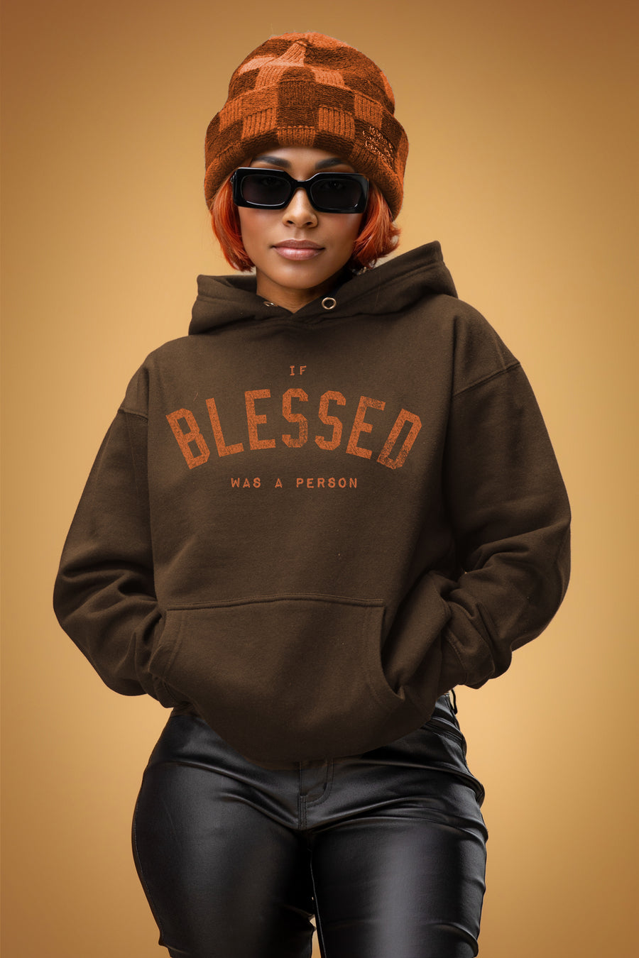 If Blessed Was A Person Lightweight Hoodie Chocolate/Orange