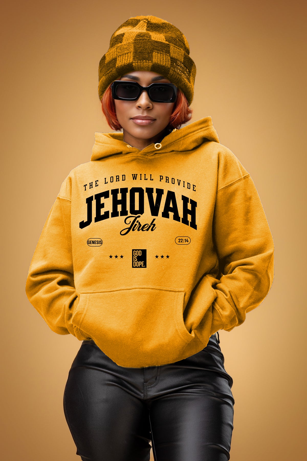 "Jehovah Jireh" Lightweight Hoodie Gold/Black