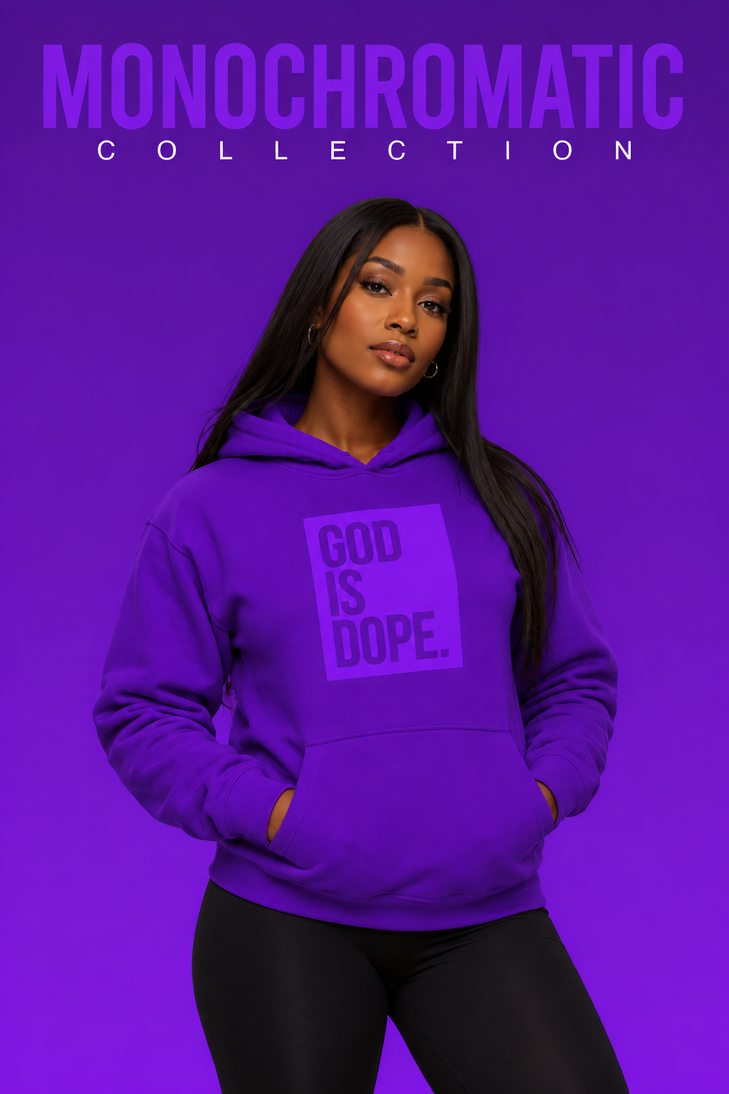 Classic God is Dope Box Logo Hoodie (Monochromatic Purple)