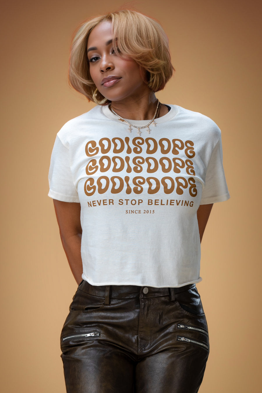 Never Stop Believing Tee (Natural/Brown)