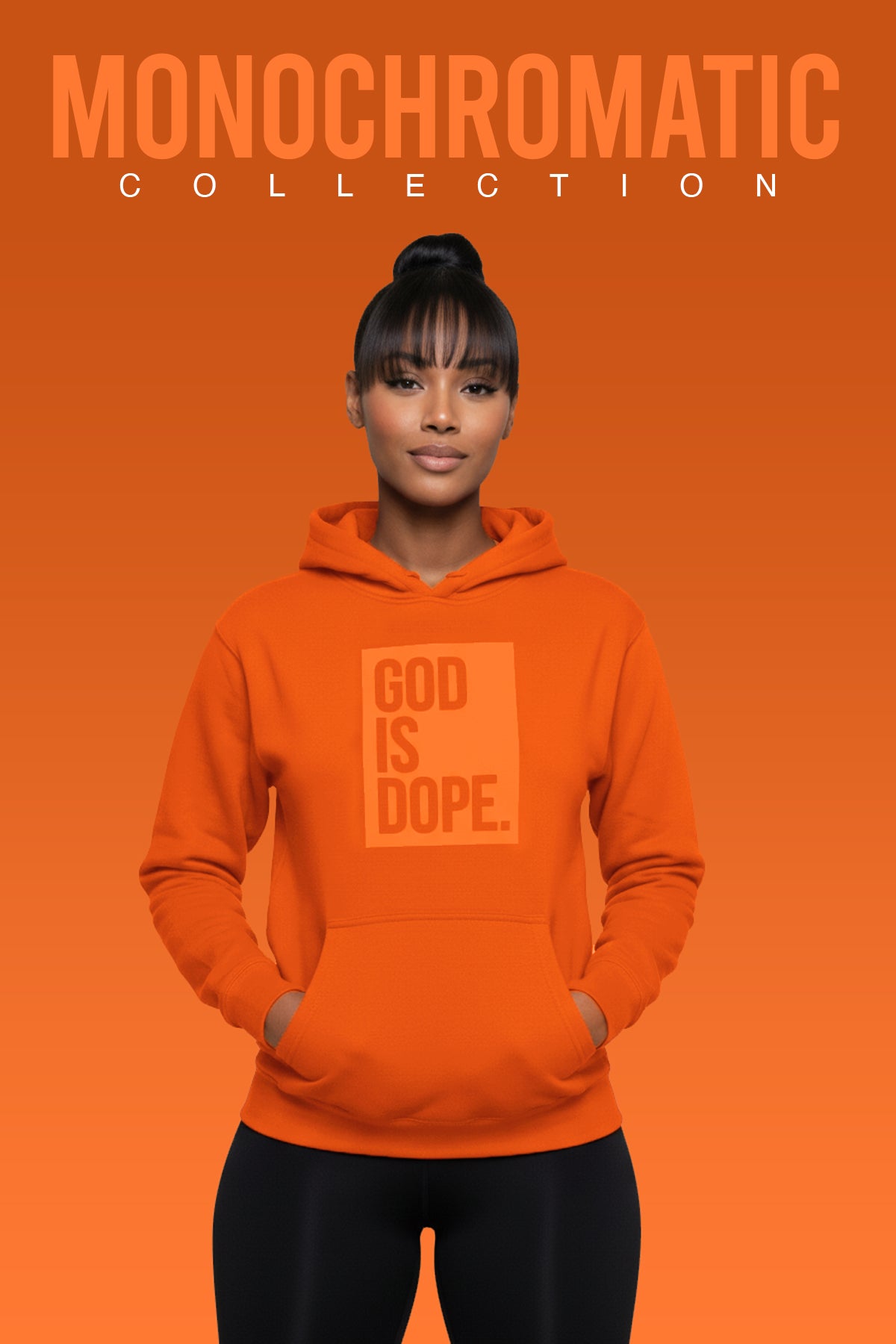 Classic God is Dope Box Logo Hoodie (Monochromatic Orange)