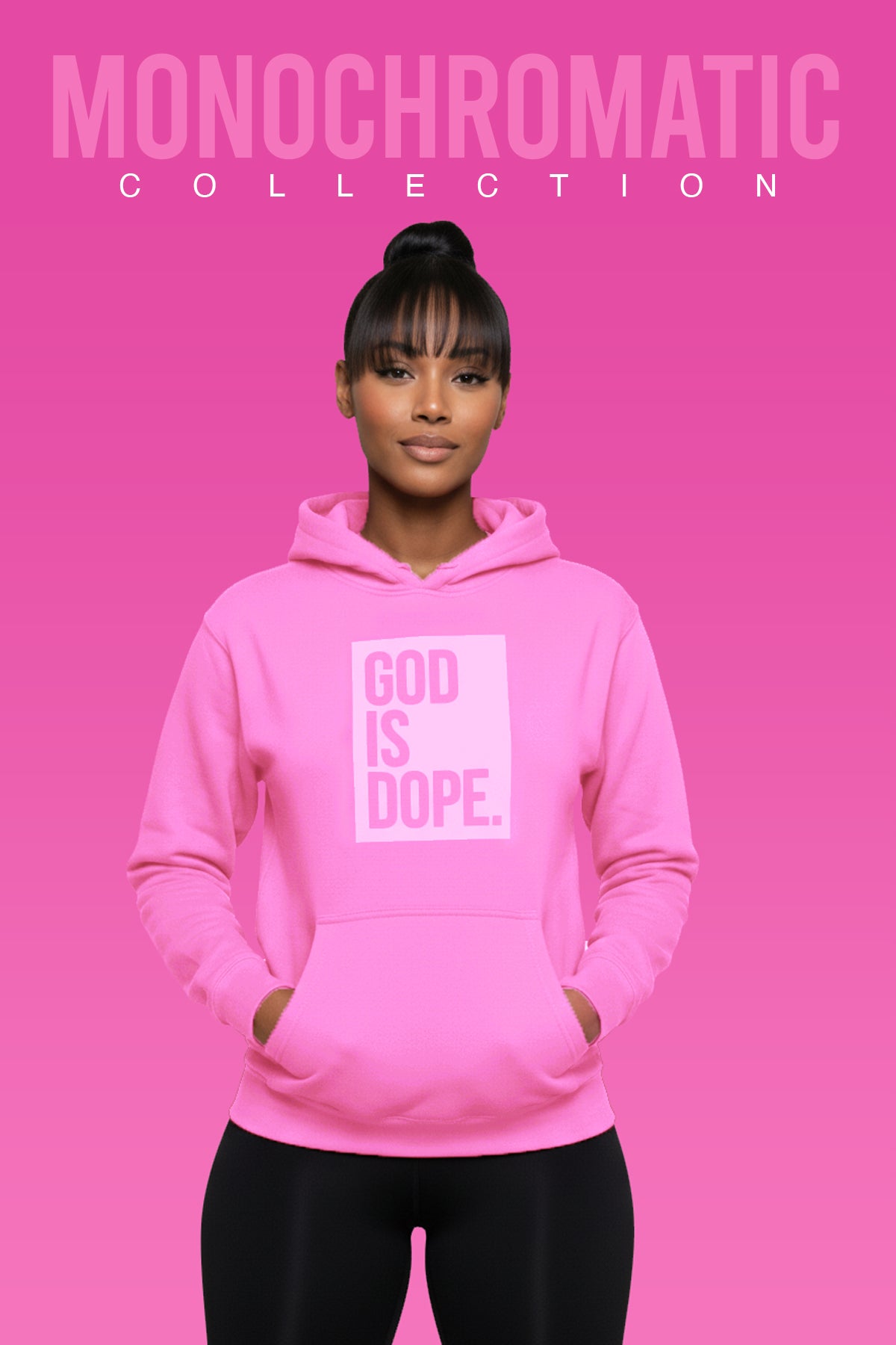 Classic God is Dope Box Logo Hoodie (Monochromatic Pink)