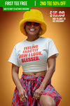 Feeling Exactly How I Look. Blessed Tee (Natural/Red)