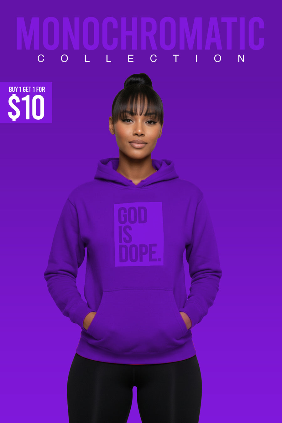 Classic God is Dope Box Logo Hoodie (Monochromatic Purple)