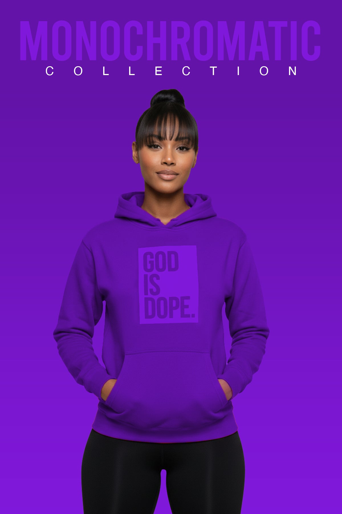 Classic God is Dope Box Logo Hoodie (Monochromatic Purple)