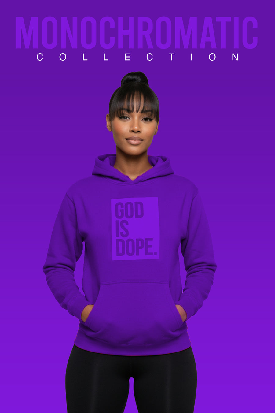 Classic God is Dope Box Logo Hoodie (Monochromatic Purple)
