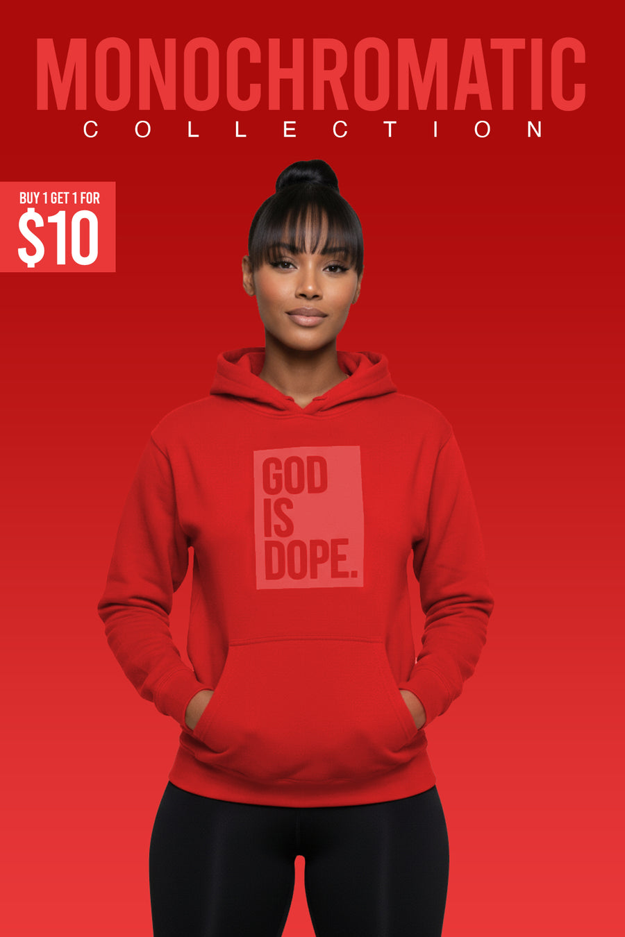 Classic God is Dope Box Logo Hoodie (Monochromatic Red)