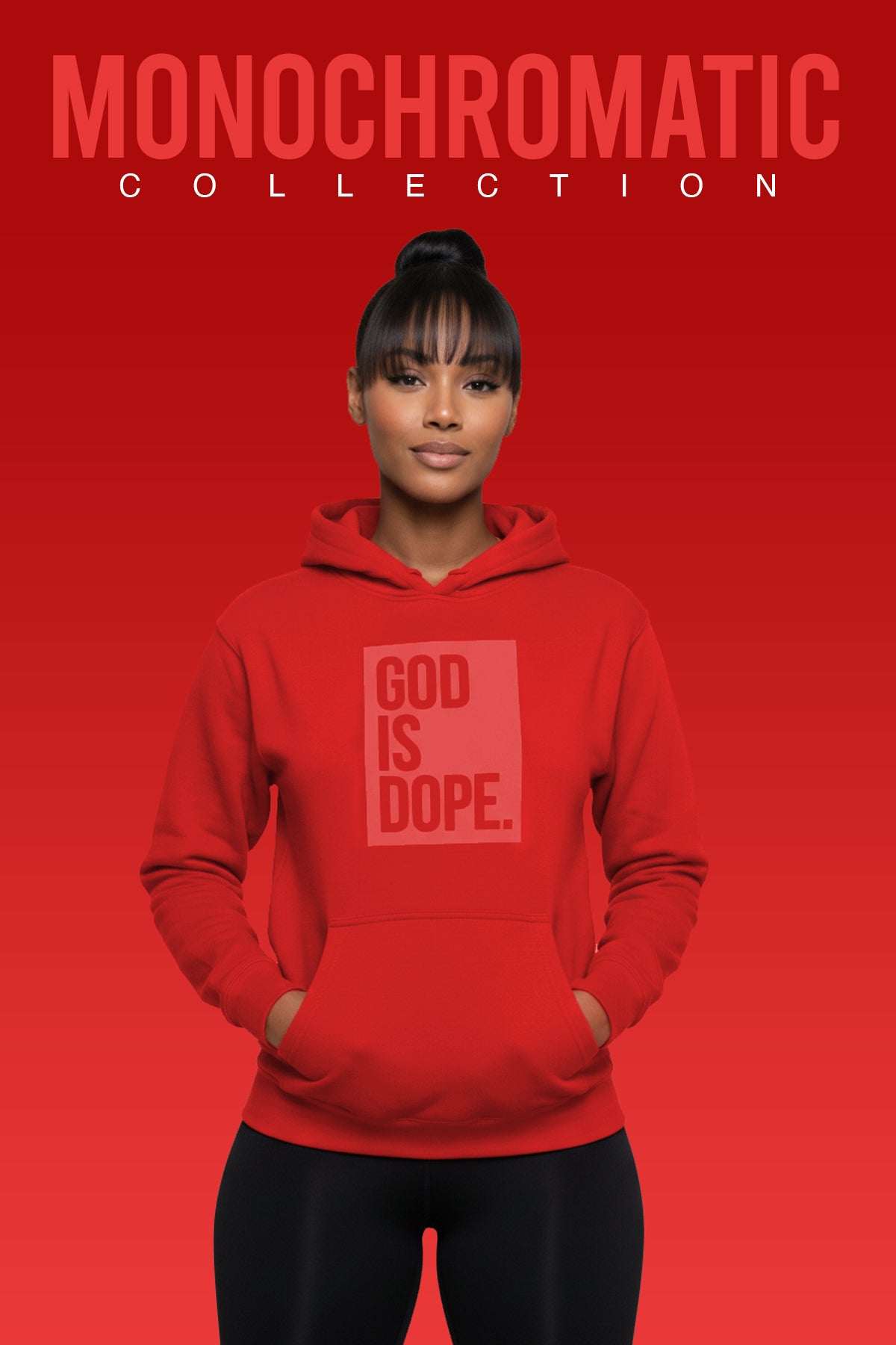 Classic God is Dope Box Logo Hoodie (Monochromatic Red)
