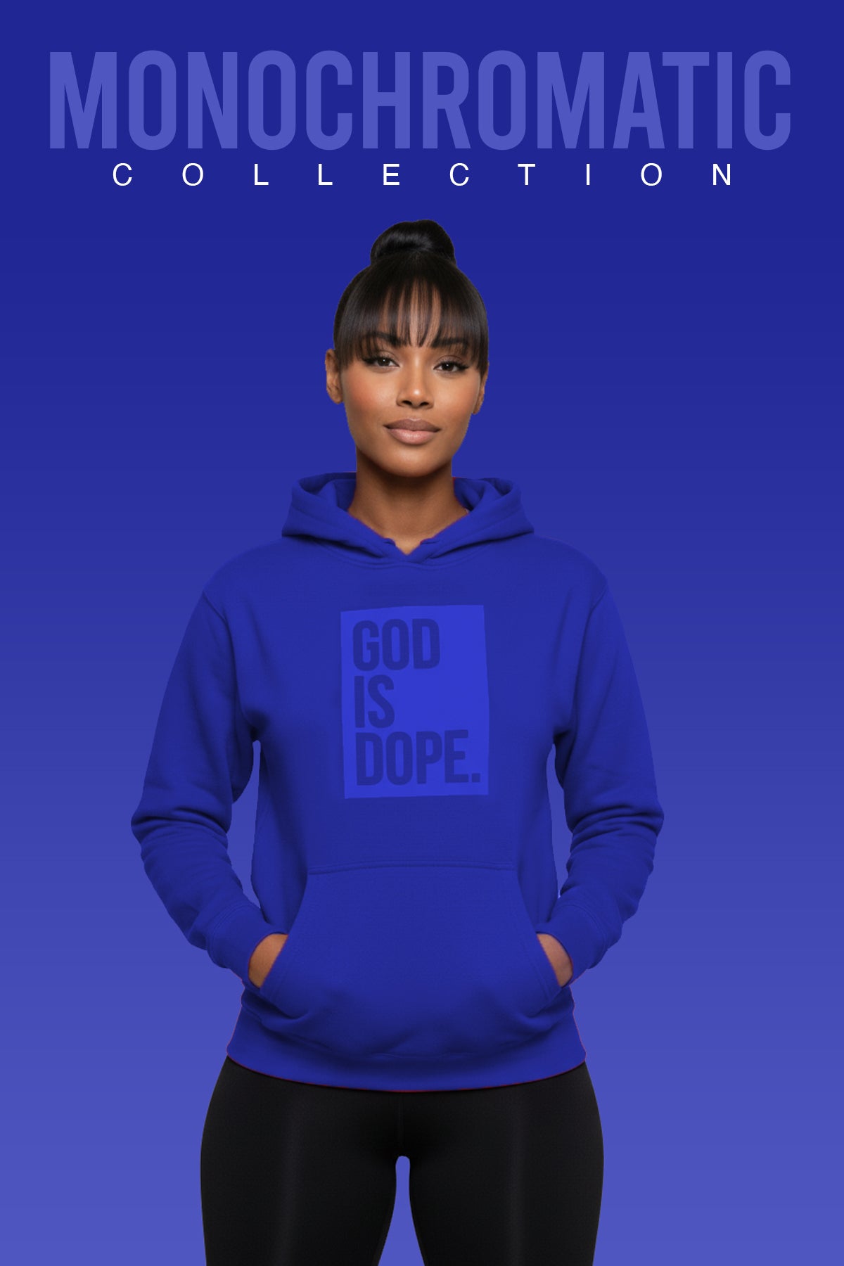 Classic God is Dope Box Logo Hoodie (Monochromatic Royal)