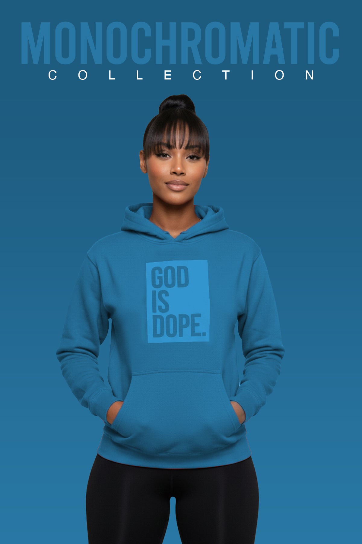 Classic God is Dope Box Logo Hoodie (Monochromatic Sapphire)