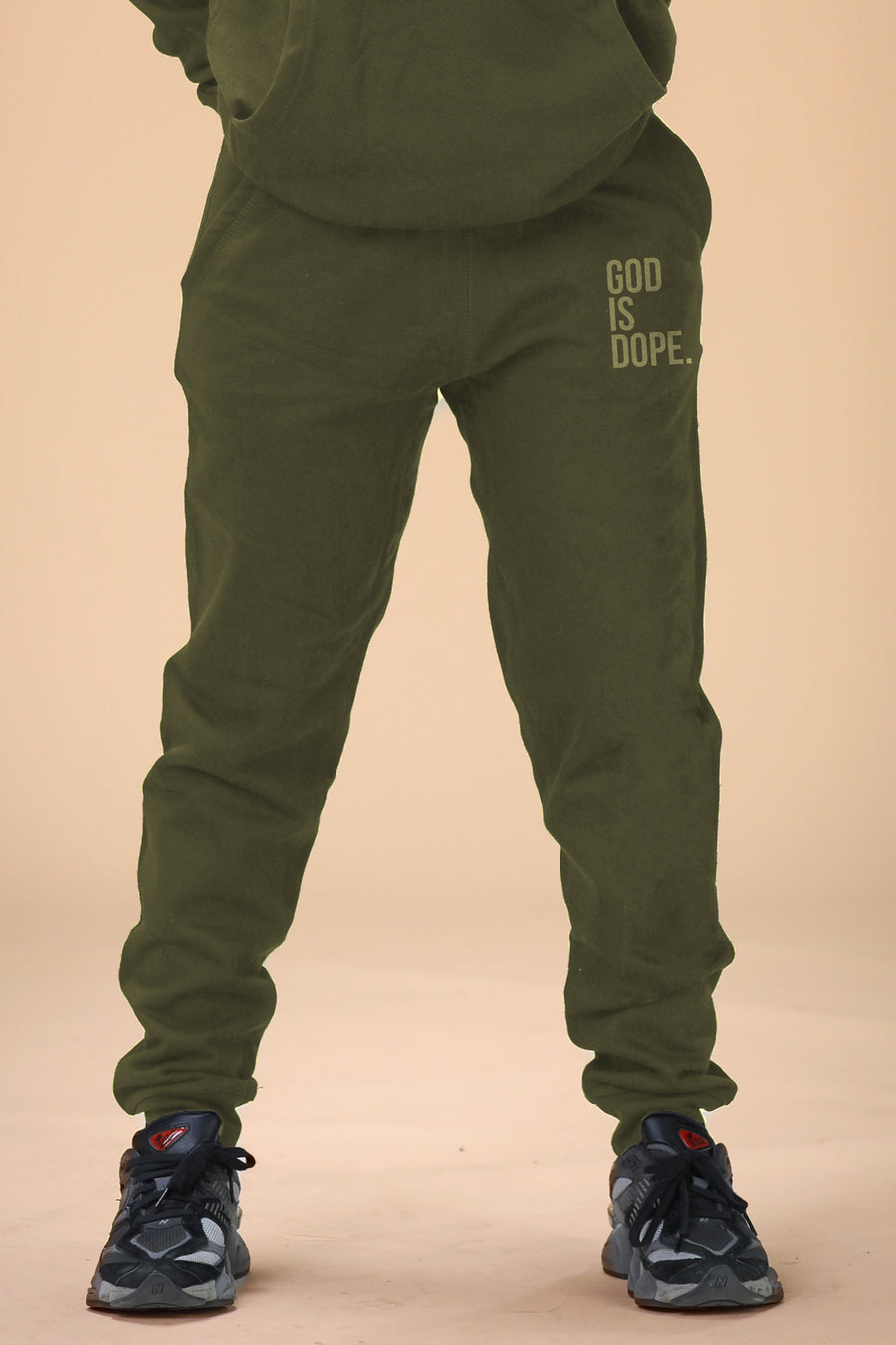 Monochromatic God Is Dope Joggers (Military Green/Military Green)