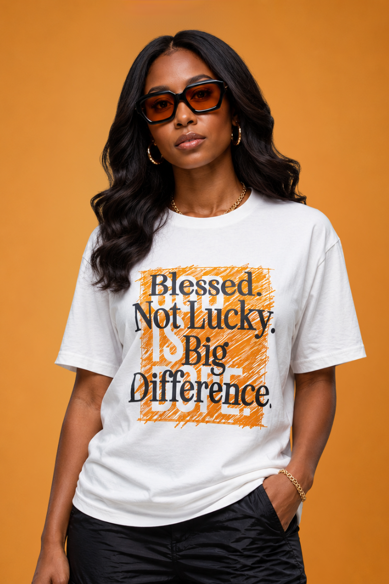 Blessed Not Lucky Tee (White/Orange)