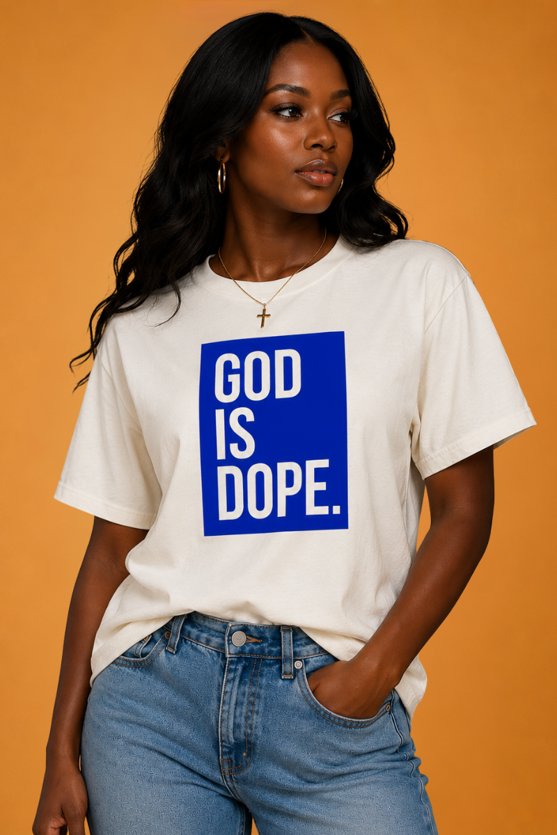 Classic Box Logo Tee (Natural/ Royal Blue)