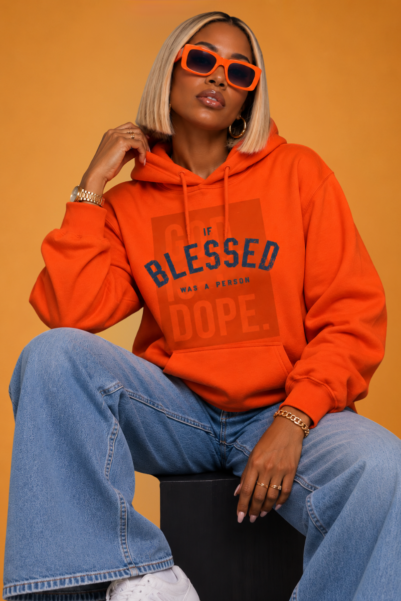If Blessed was a Person Hoodie ( Orange/ Blue)
