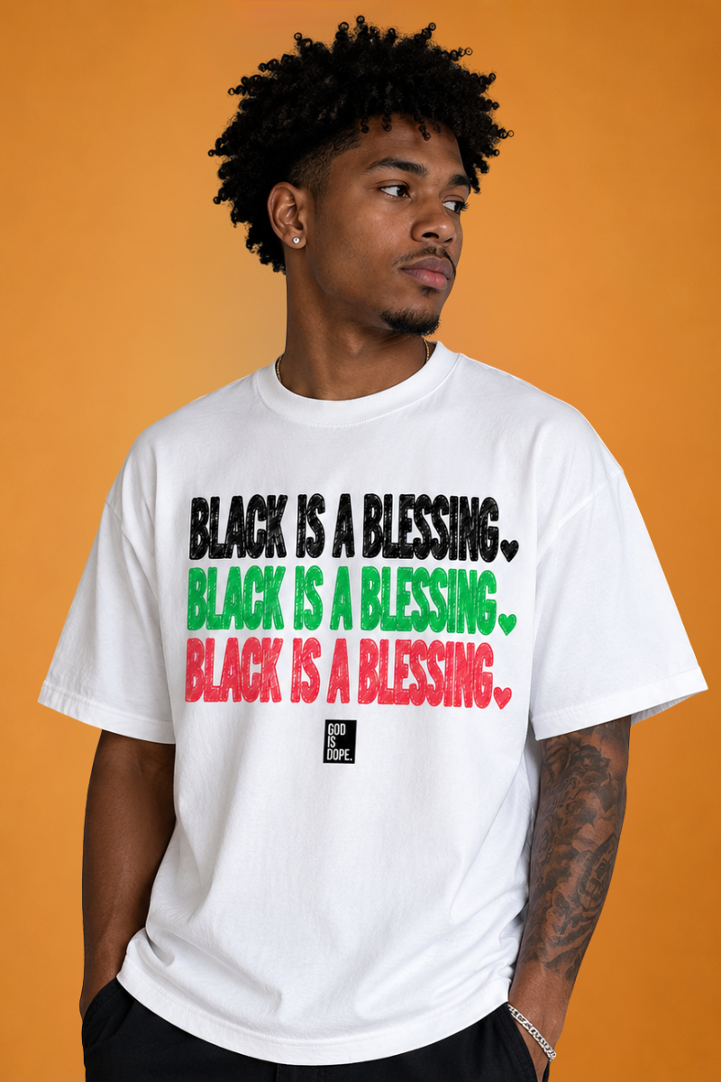 **JUNETEENTH** FREE Black is a Blessing Tee ( White/ Green/ Red/ Black)