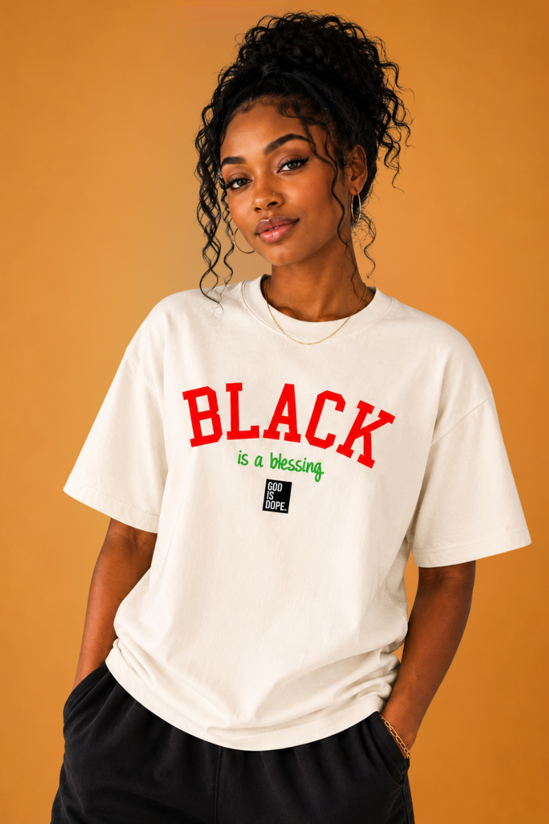 Black is a Blessing Tee ( Natural/ Red/ Green/ Black)