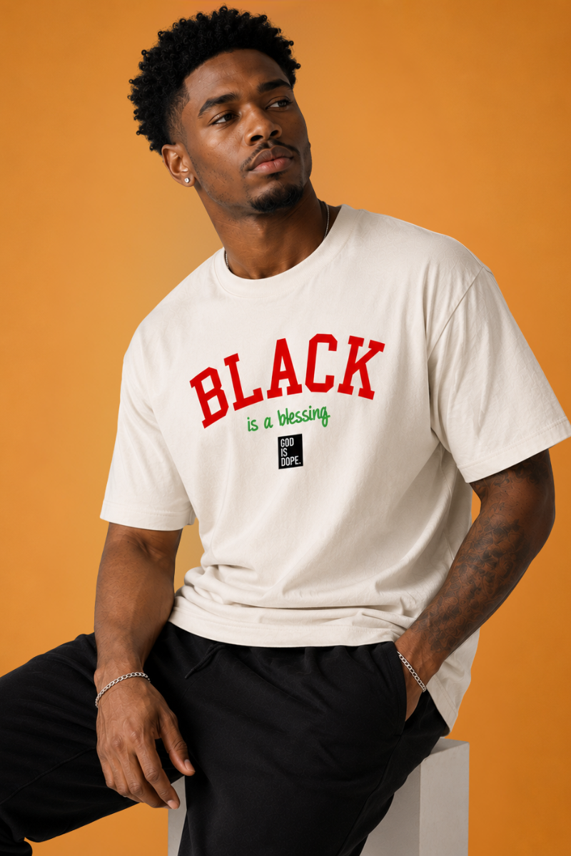 Black is a Blessing Tee ( Natural/ Red/ Green/ Black)