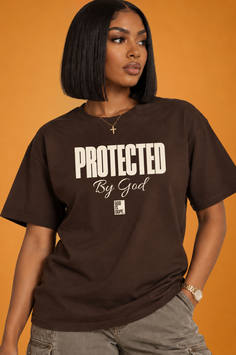 Protected by God Tee (Brown/ Natural)