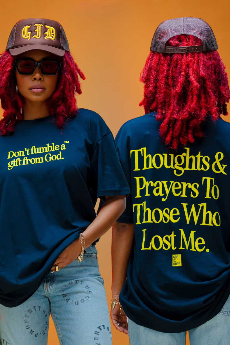 Thoughts and Prayers Tee (Navy/Yellow)
