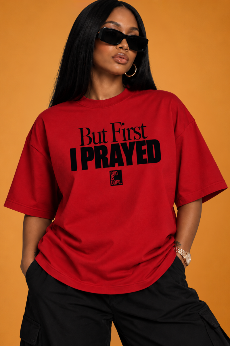 But First I Prayed Tee (Red/Black)