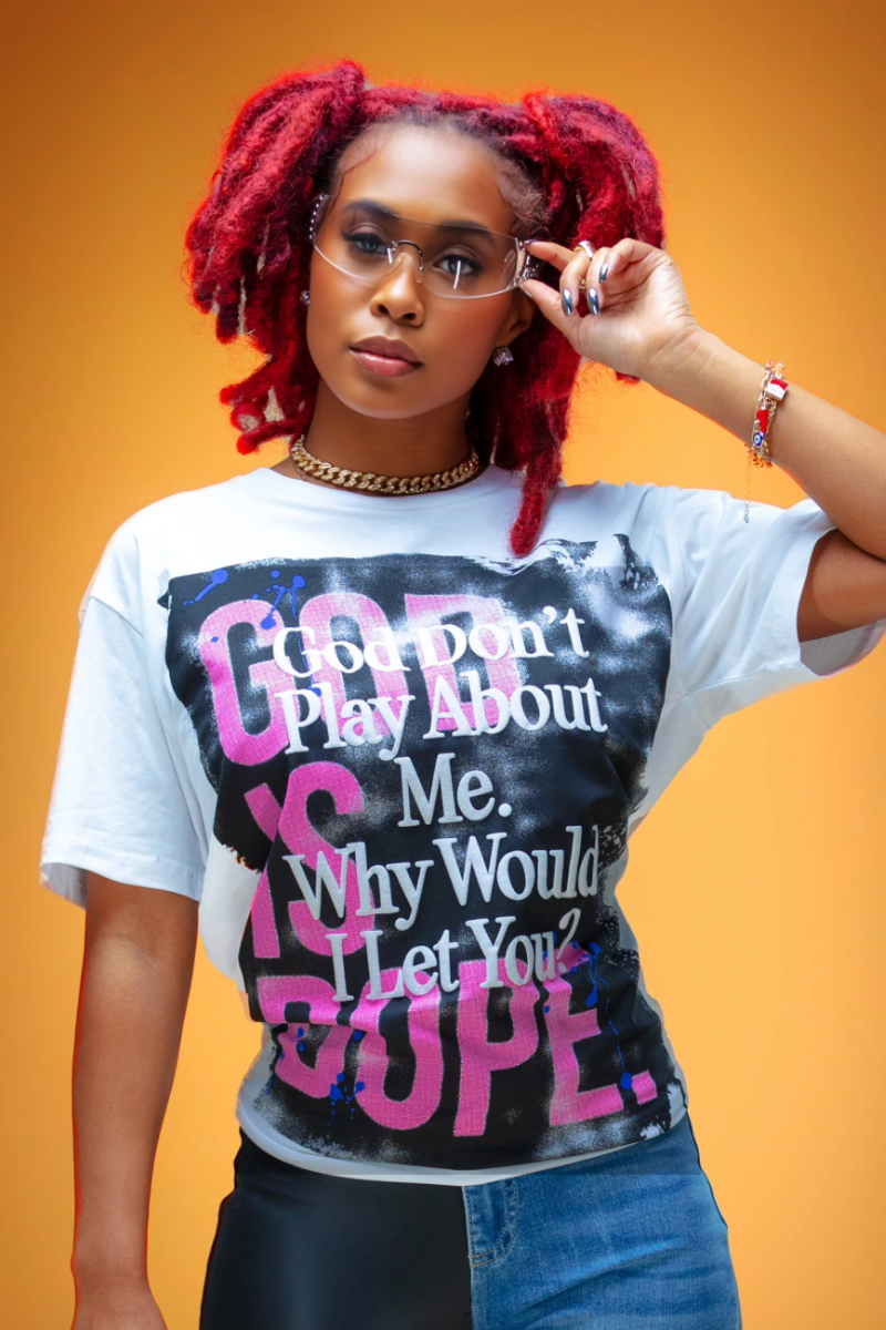 Oversized Box + Why Would I Let You Overlay Splatter Tee (White/Pink/Black)