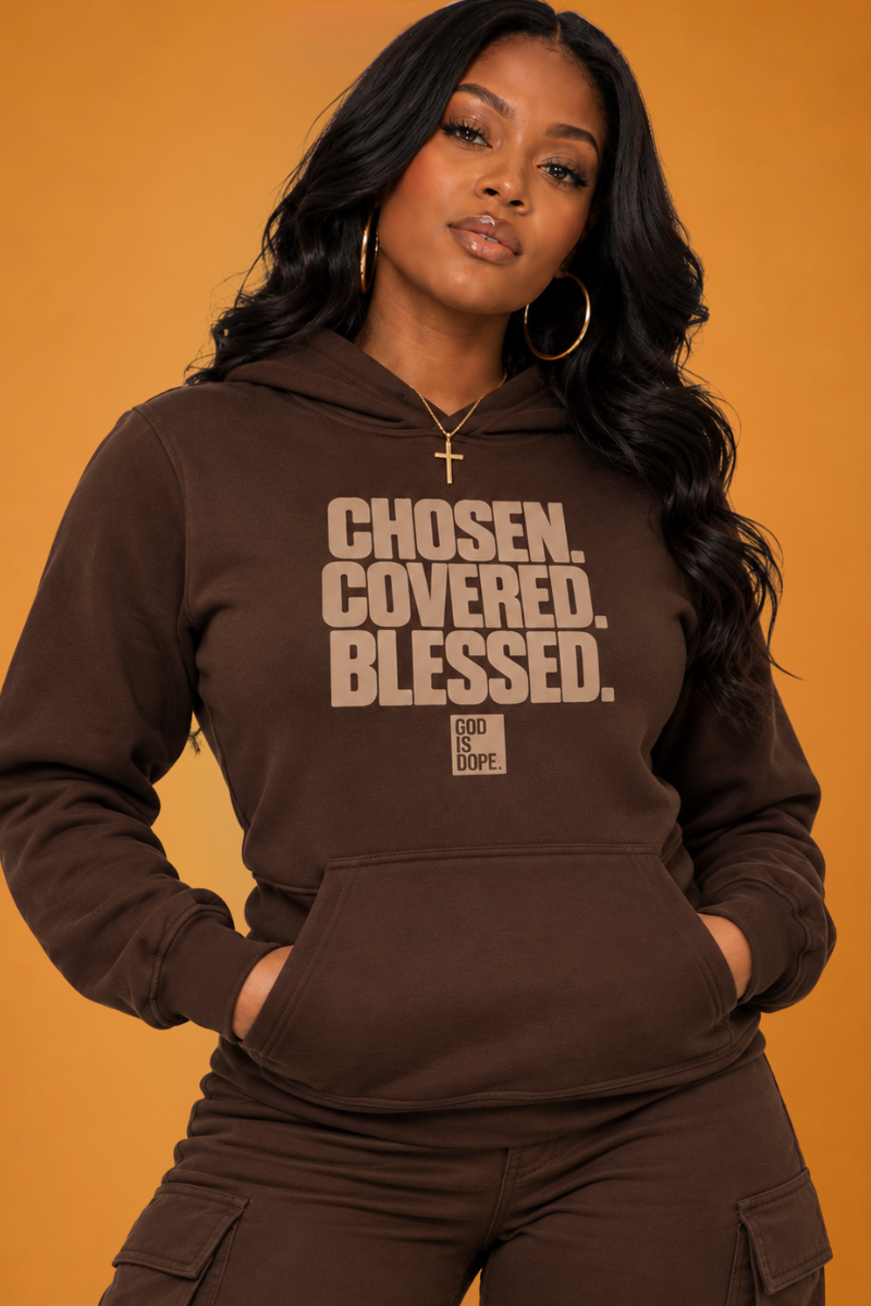 Chosen. Covered. Blessed. Hoodie ( Savana Brown/ Brown)