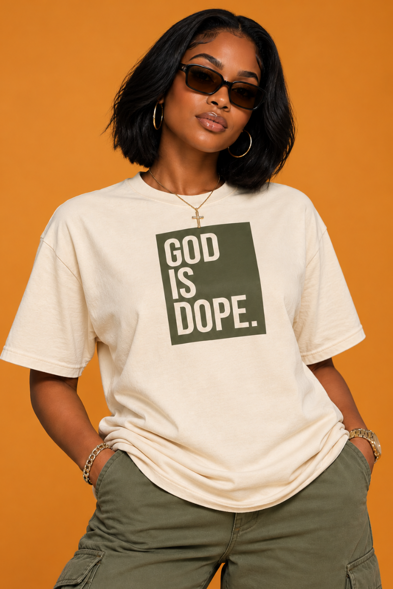 Classic Box Logo Tee ( Natural/ Military Green)