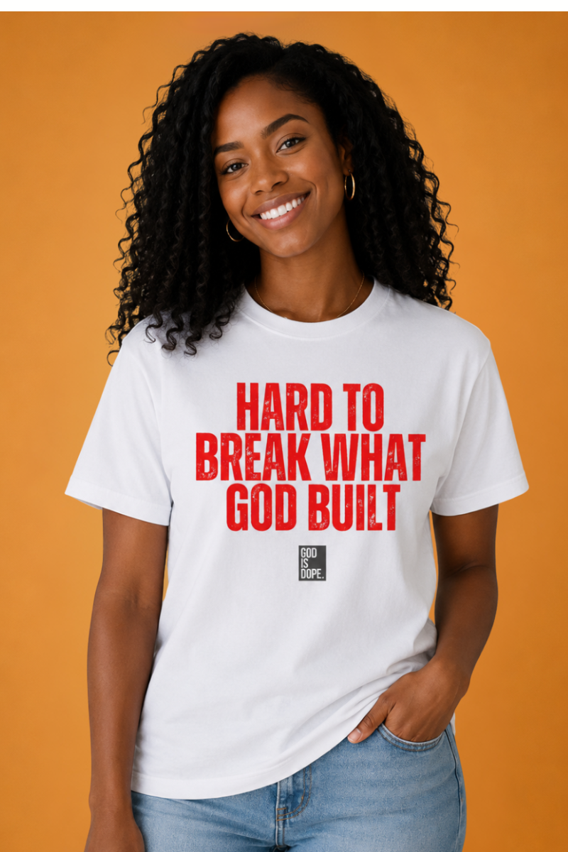 Hard to Break What God Built Tee ( White/ Red)