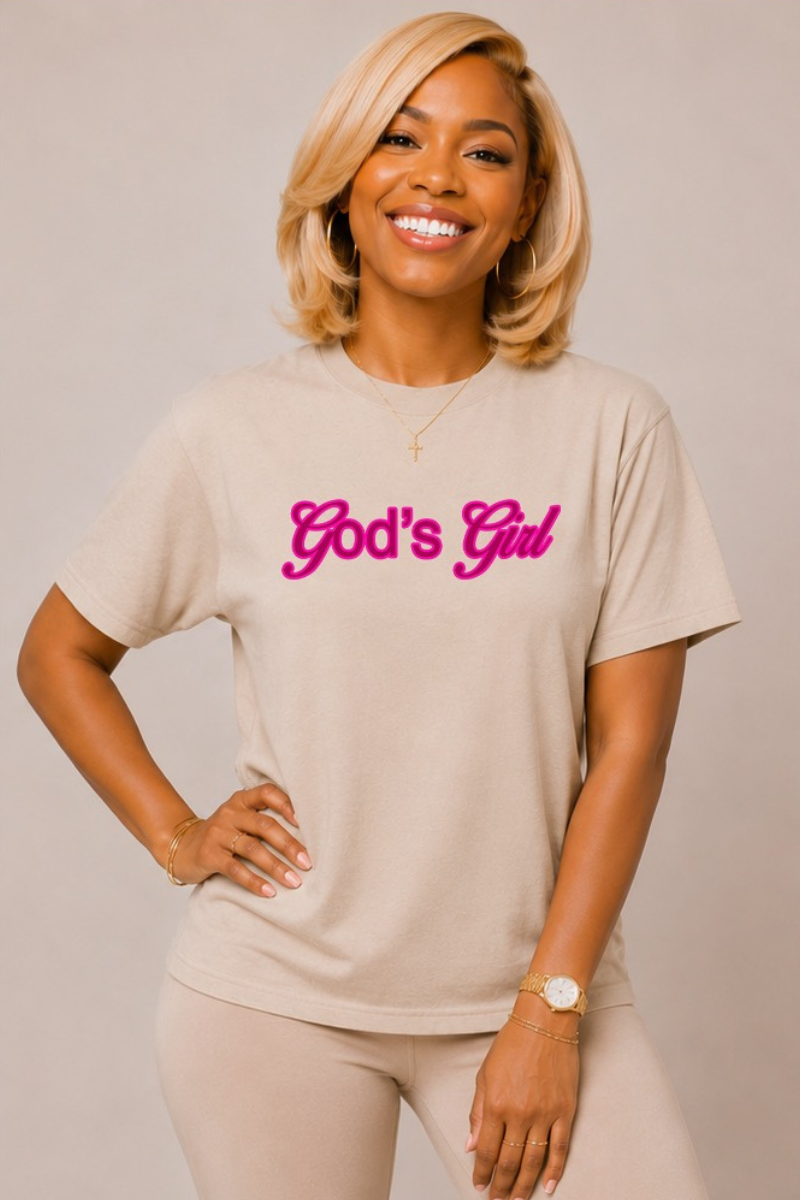 God's Girl v4 Tee (Natural/Pink)