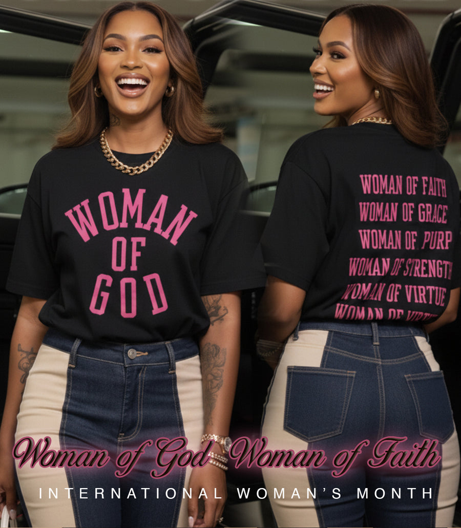 Woman of God v4 Tee (Black/Pink)