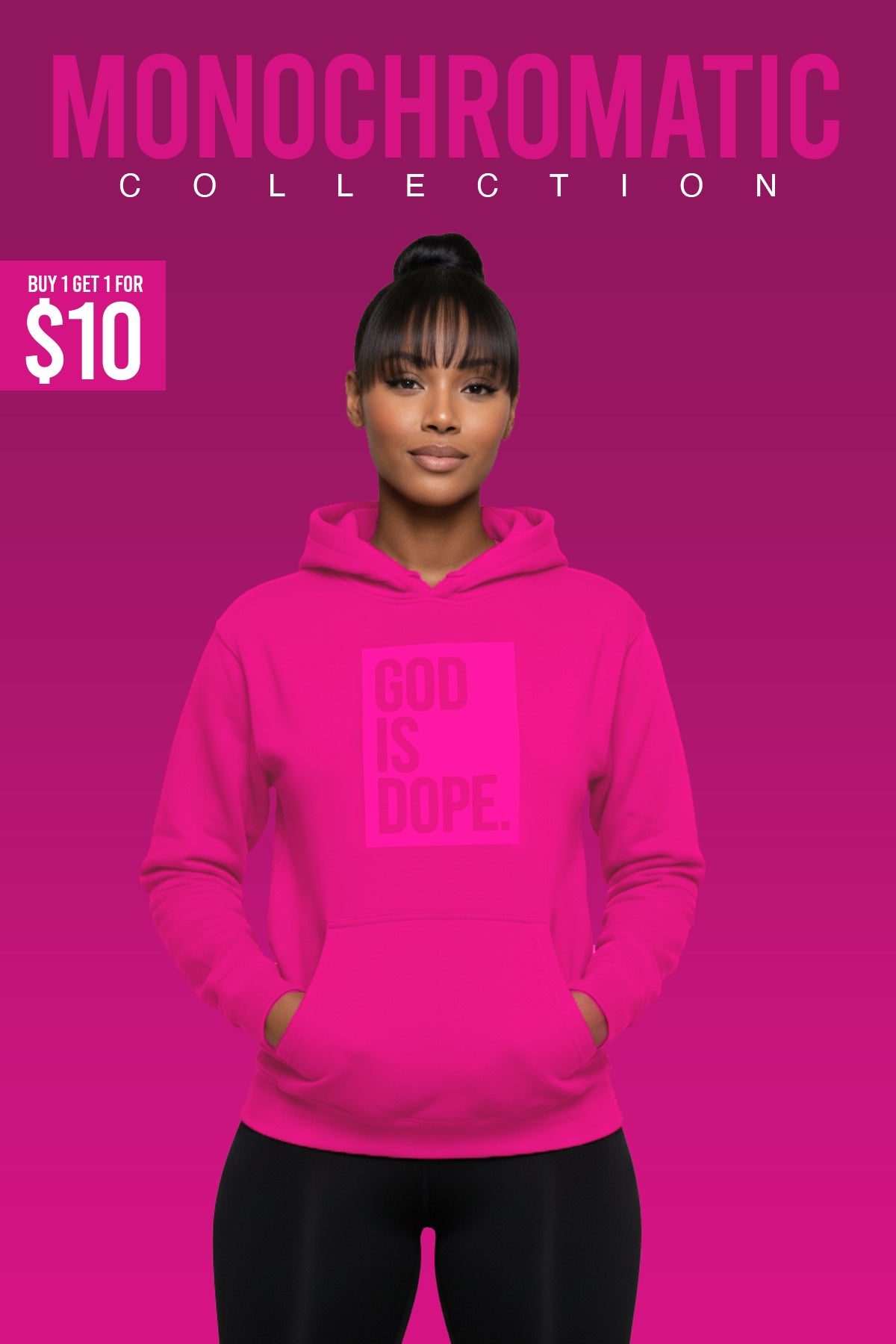 Classic God is Dope Box Logo Hoodie (Monochromatic Heliconia)